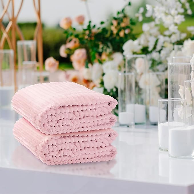 Buryeah Flannel Throw Blanket Bulk 50 x 60 in Sleepover Blanket Outdoor Wedding Throw Lightweight, Oeko-tex Standard 100 Certified for Sofa Homeless Gifts(Light Pink)