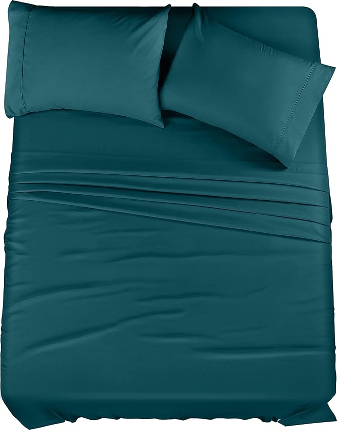 Utopia Bedding Queen Bed Sheets Set - 4 Piece Bedding - Brushed Microfiber - Shrinkage and Fade Resistant - Easy Care (Queen, Teal)