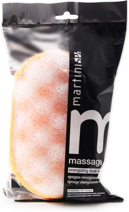 MartiniSPA Italian-Made 4-Pack Bath & Shower Sponge for Face & Body, Exfoliating Sponge for Men & Women, Dual Action Design, Dermatologically Tested – 1 of Each Color.
