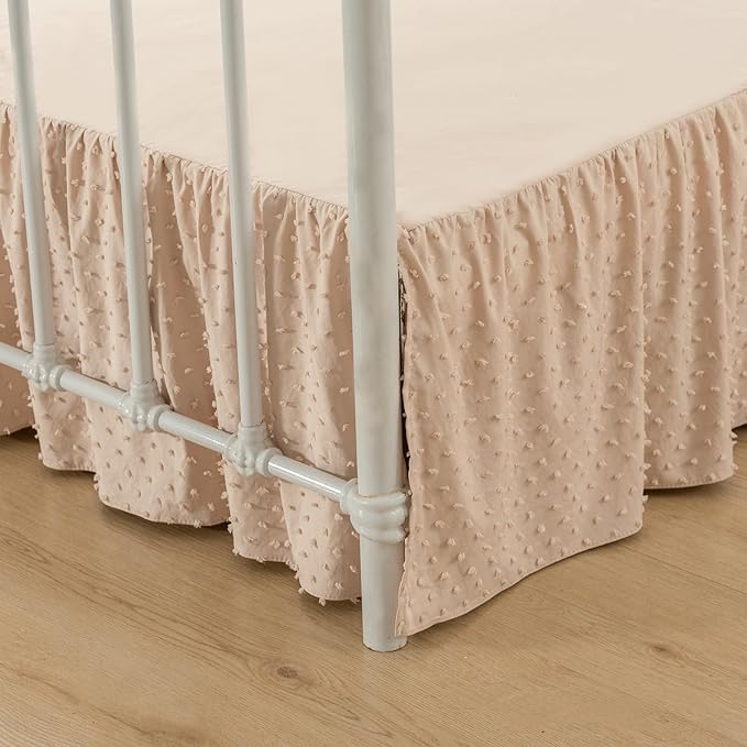 Tufted Dot Bed Skirt Queen Size,Ruffled Bed Skirt with Split Corners, Queen Bed Skirt 16 Inch Drop, Boho Queen Size Bed Skirt Cream for Ruffled Bed Skirt with Split Corners, Bed Skirt Queen Size