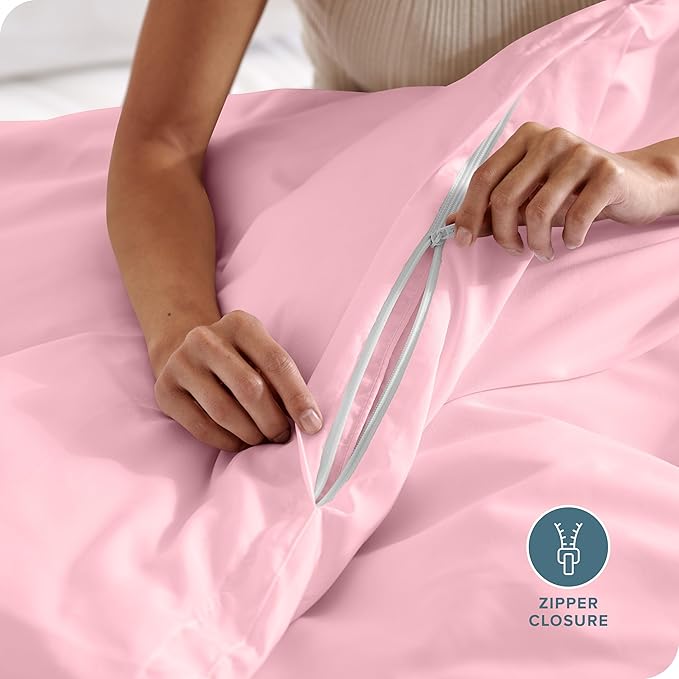 Bare Home Bedding Duvet Cover California King Size - Premium 1800 Super Soft Collection - Lightweight, Cooling - Soft Breathable Bedding Duvet Cover (Cal King, Light Pink)