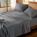 LBRO2M 100% Cotton Sheets Set Deep Pocket 19", 1000 Thread Count California King Size 4 Piece Bed Sheet Sets Soft Comfortable Bedding All Season (California King, Dark Grey)