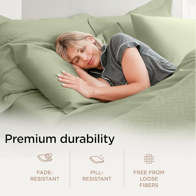 Threadmill Supima Cotton Sheets, 1200 Thread Count Soft 100% Cotton Sheets for Cal King Size Bed, 4 Pc Sage Green Cal King Bed Sheets Set, 5-Star Hotel Quality with Elasticized Deep Pocket King Sheet