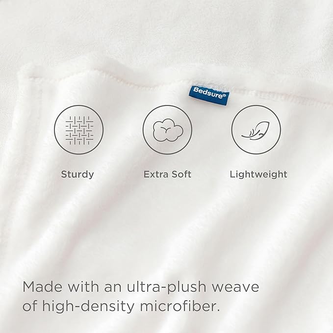 Bedsure GentleSoft White Fleece Throw Blanket - 300GSM Blankets for Couch, Sofa, Bed, Soft Lightweight Plush Cozy Throws for Toddlers, 50x60 inches