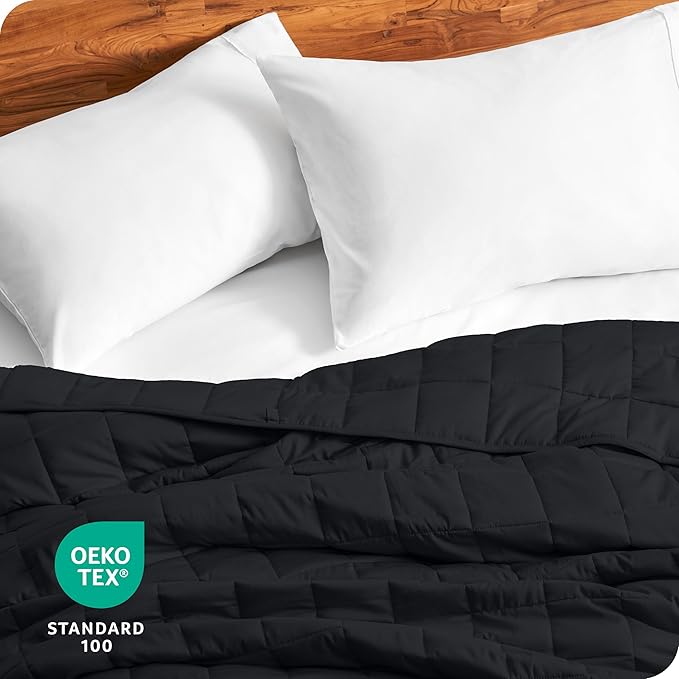 Bare Home Weighted Blanket King Size 30lb (80" x 87") for Adults - All-Natural 100% Cotton - Premium Heavy Blanket Nontoxic Glass Beads (Black, 80"x87")