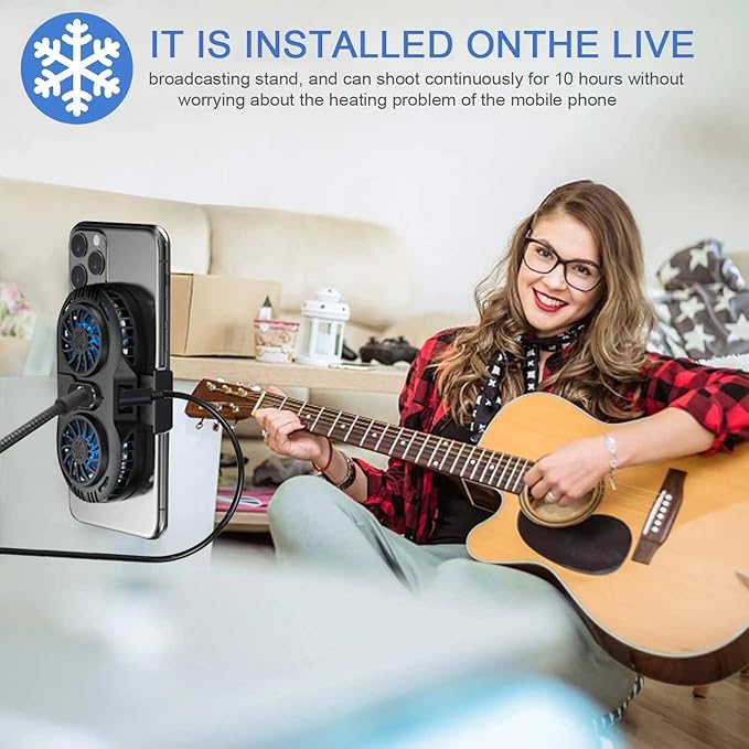 Neveika Phone Cooler, Cellphone Radiator with Dual Semi-Conductor Cooling Chip, Mobile Phones with a Width of 6 to 8 cm for Tiktok Live Streaming, Outdoor Vlog, Mobile Gaming.