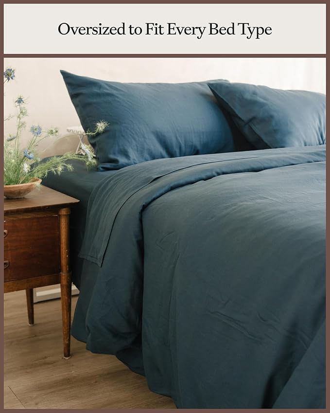 Cozy Earth Luxury Duvet Cover Queen - 100% Viscose from Bamboo - Ultra-Soft, Cooling & Lightweight Duvet Cover - Temperature-Regulating Bedding - Concealed Zip & Interior Snap Closures - Pacific Blue