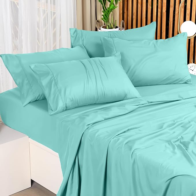 Utopia Bedding Queen Sheet Set – 4 Piece Bed Sheets for Queen Size Bed, Soft and Breathable Microfiber, Includes 1 Fitted Sheet, 1 Flat Sheet and 2 Pillowcases (Spa Blue)