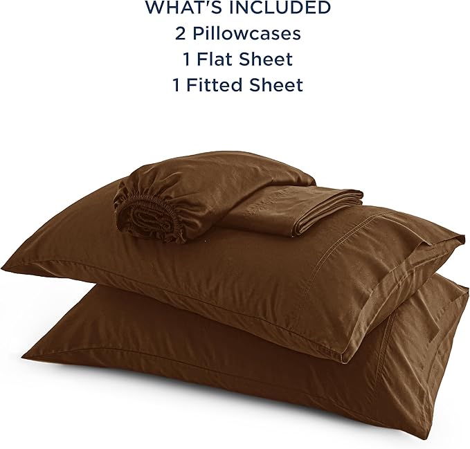 Bedsure King Size Sheets Set, Cooling Sheets for Hot Sleepers, Rayon Derived from Bamboo, Breathable & Soft, Deep Pocket Up to 16 Inches, Hotel Luxury Silky Bedding, Brown