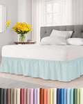 Wrap Around Dust Ruffle Bed Skirt - Ice Blue - for Full Size Beds w/ 15 Inch Drop - Easy Fit Elastic Strap - Adjustable Pleated Bedskirt w/Brushed Fabric - Wrinkle Free - for Women, Men, Kids & Teens