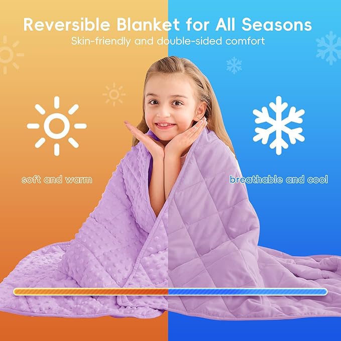 yescool Weighted Blanket 3 lb Light Purple Small Weighted Lap Blanket for Boys and Girls, Cooling Weighted Throw Blankets Minky Heavy Blankets, for 20-45lbs, 36 * 48in