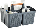 Haundry Plastic Gray Shower Caddy Basket with 3 Compartments, Portable Divided Bathroom Cleaning Caddy Organizer Storage Tote with Handle for Dorm,College, Room Essentials