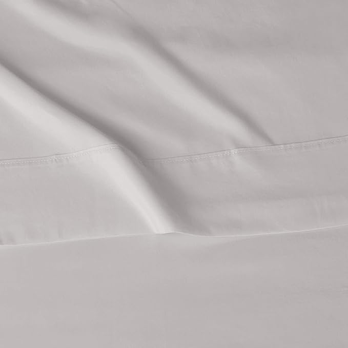 Amazon Basics Lightweight Super Soft, Wrinkle-Free Easy Care Microfiber 4 Piece Bed Sheet Set with 14-Inch Deep Pockets, King, Light Gray, Solid