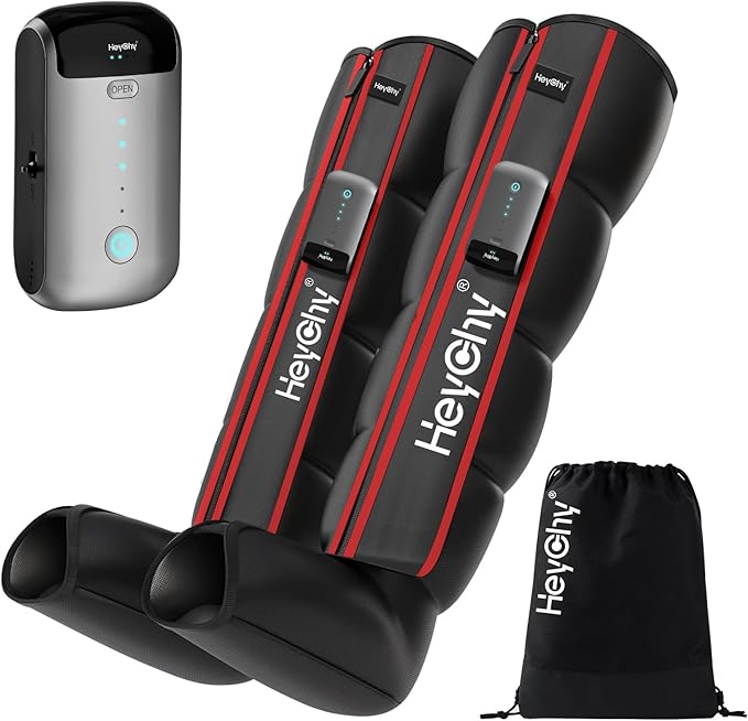 Air Compression Massager, Foot and Leg Air Compression Massager with 5 Pressure Levels, Cordless and Portable Design, for Runners and Travelers (Large)
