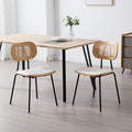 HEAH-YO Dining Chairs Set of 2, Upholstered Faux Leather Rattan Dining Chairs with Backrest and Metal Legs, Armless Kitchen Rattan Chairs for Dining Room, White