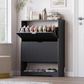 Shoe Cabinet with 2 Flip Drawers, Fluted Shoe Storage Cabinet with Adjustable Shelves, Freestanding Rack and Organizer for Entryway, Closet, Hallway