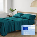 THREAD SPREAD King Size Cotton Sheets Set - 400 Thread Count 4 PC 100% Cotton Sheets for King Bed, 16 in Deep Pocket King Size Cotton Sheets Set for Hot Sleepers, Luxury Hotel Cooling Sheets (Teal)