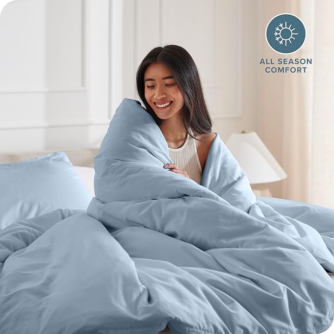 Bare Home Bedding Duvet Cover California King Size - Premium 1800 Super Soft Collection - Lightweight, Cooling - Soft Breathable Bedding Duvet Cover (Cal King, Dusty Blue)