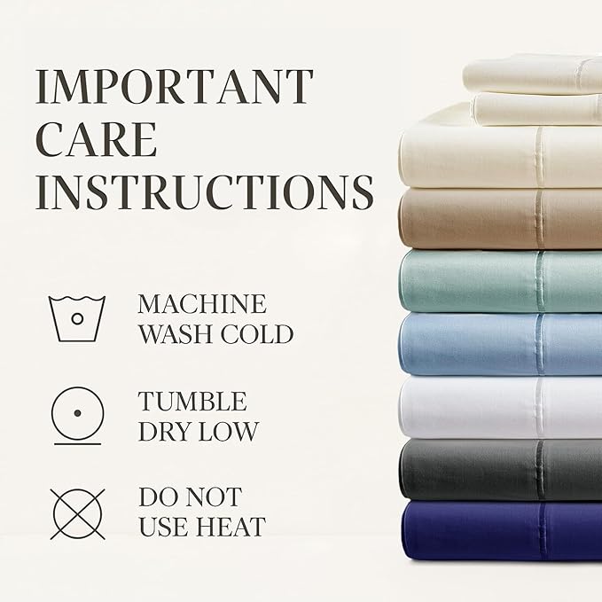 Hyde Lane Luxury 1000 Thread Count 100% Cotton Sheets | Very Soft & Thick - Fits Upto 20" Mattress | Sateen Weave Bed Sheets 18" Deep Pocket- 4 PC Sheet Set (Natural White, Queen)