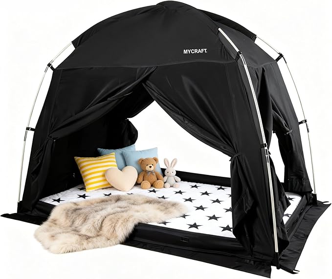 Bed Tents Canopy Bed–Privacy Dream Tent for Cozy Indoor Sleeping, Light-Reducing,and Breathable, with 4 Doors Floor Tent Bed–Available in Twin, Full, and Queen Sizes