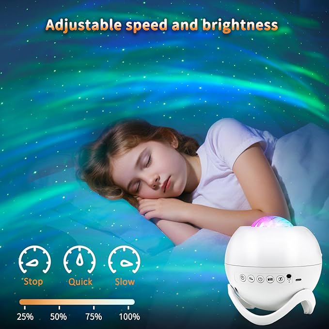 Star Projector Galaxy Projector for Bedroom, White Noise Bluetooth Speaker Northern Lights Projector, Suitable Gaming, Home Theater, Adult, Christmas Mood Night Light