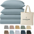 Cloud Scape Linen 100% Egyptian Cotton California King Sheet Set, 400 Thread Count,4 Pieces Luxury Bedding Set, Hotel Quality, Silky Soft, Breathable and Durable, Deep Pockets up to 17, French Blue