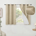40 Inch Length Linen Blackout Curtains for Short Cafe Window, Thermal Insulated Light Blocking Soundproof Privacy Burlap Curtains 2 Panels, Each 38 Inch Wide Burlap
