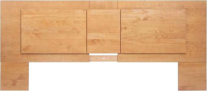 memomad Bali Slim Set: Storage Platform Bed with Drawers + Flat Panel Headboard (King Size, Oak Brown Wood)