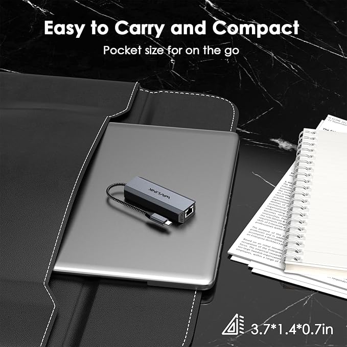 WAVLINK USB-C to Ethernet Adapter with 95W PD - 5Gbps High-Speed, Driver-Free Type-C to RJ45 Ethernet LAN Network Adapter Thunderbolt 5/4/3 Compatible for MacBook Pro/Air, iPad Pro, Dell XPS