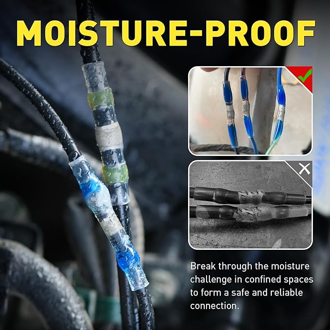 haisstronica 340 PCS Solder Seal Wire Connectors with Heat Gun Kit - Solder Sticks Wire Terminals Waterproof Electrical Connectors for Automotive, Marine, Wiring Repair