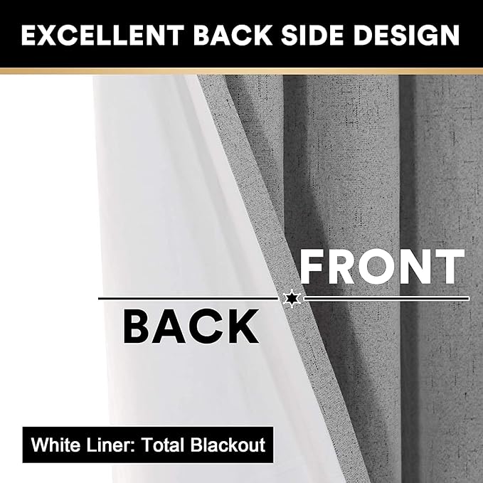 PrinceDeco Blackout Curtains for Living Room 100 Percent Blackout Curtains for Sliding Glass Doors Patio Curtains for Sliding Door Anti Rust Grommet Room Divider Curtains,W100 X L108 Inch,Light Grey
