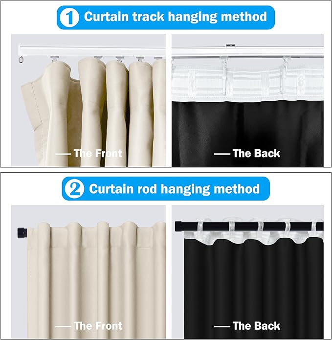 Room Divider Curtains Total Blackout Privacy Curtain Panel Room Thermal Insulated Noise Reduction Curtains for Bedroom Window Living Room Ceiling Track Curtain W 12.5 ft × H 7 ft Beige