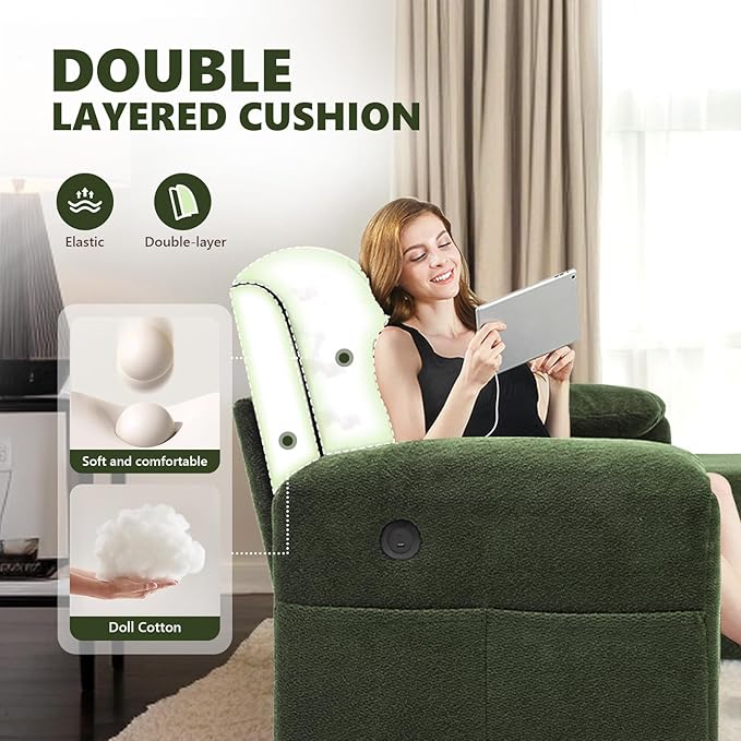 VINGLI Convertible Sofa Bed Couches for Living Room, Sleeper Sofa with Pull Out Couch Bed, Cloud-Like Plush Fleece L-Shape Sectional Couch with Storage Chaise, USB Charging, Side Pockets (Green)