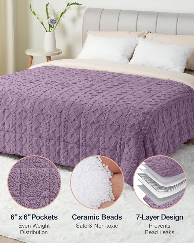 Super Fuzzy Soft Sherpa Fleece Weighted Blanket, 20 lbs Dual Sided Fluffy Heavy Weighted Blankets for Adults - No Bunching with Double Layers of Soft Inner Lining (60"x 80", 20 Pounds)