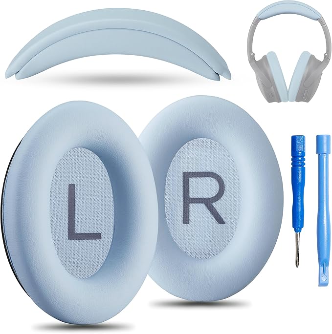 Replacement QC Ear Pad/Headband Pad Cushion. Compatible with Bose QuietComfort (2023) QC45 QCSE QC35 II Wireless Noise Cancelling Headphones (Moonstone Blue) Easy DIY Fit
