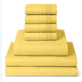 Mellanni Split King Sheet Set - 7-Piece Iconic Collection Bedding, (Including 4 Pillowcases), 16-Inch Deep Pocket, Easy Care, Extra Soft, Cooling Sheets, Brushed Microfiber - Yellow
