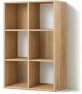 CAPHAUS Sturdy Room 11-Inch Cube Storage Organizer Shelf, with Thick Exterior Edge, Storage Shelf Divider w/Back, Bookcase, 6-Cube, Natural Oak