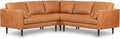 Poly & BARK Napa 98” Leather Corner Sectional Sofa – Full-Grain Italian-Tanned Aniline Leather, Feather-Down Comfort, Solid Wood Frame – Cognac Tan