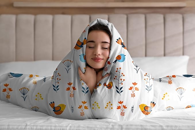100% Egyptian Cotton Printed Duvet Cover Set - 1000 Thread Count King Size Luxurious Duvet Cover Set of 3, Breathable, & Durable Set Hotel Quality, Super Soft Comfy All Season (White)