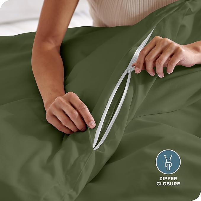 Bare Home Bedding Duvet Cover Queen Size - Premium 1800 Super Soft Collection - Lightweight, Cooling - Soft Breathable Bedding Duvet Cover (Queen, Cypress)