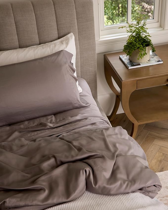 Cozy Earth Luxury Bed Sheet Set - 100% Viscose from Bamboo Fabric, Ultra-Soft & Breathable, Fits Regular & Deep Pocket Mattresses up to 20" - 4 Pieces Full Set Walnut