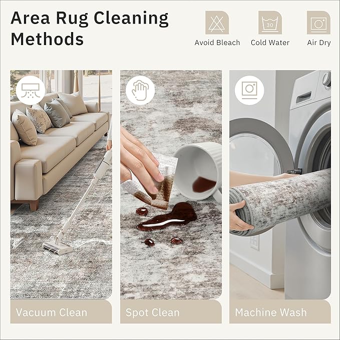 3x5 Rug, Abstract Small Area Rug for Kitchen, Entryway, Machine Washable Non-Slip Throw Rug, Vintage Carpet for Nursery Coffee Table Pink Grey