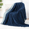 Sherpa Fleece Adult Weighted Blanket Great for Sleep, 20 lbs Dual Sided Soft Fuzzy Heavy Blankets for Couch Bed Sofa, Cozy Warm Fluffy Jacquard Throw for Winter (Navy Blue, 60" x 80", 20 Pounds)
