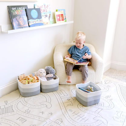 NaturalCozy Storage Cubes 9”x9”x7”Cotton Rope Woven Baskets for Organizing 3-Pack | 9 Inch Cube Storage Bin | Small Basket for Shelf Nursery, Pantry, Decorative Plant, Bathroom Closet, Toy Gift