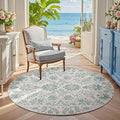 jinchan Torino Classic Floral Round Rug 4ft Vintage-Inspired Design 4’Circle Rug, Machine Washable Ultra-Thin Low-Pile Non-Slip Indoor Carpet for Bedroom Dining Room Living Room Entryway