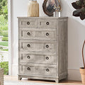 6 Drawer Dressers & Chest of Drawers, 41" Tall Small Dresser for Bedroom, Farmhouse Vintage Oak Dresser with Metal Handle, Storage Organizer Closet for Living Room Entryway Hallway