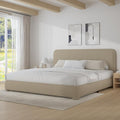 BarnFurin Boucle Upholstered Bed Frame King Size/Cloud Bed Frame/Soft Rounded Corners Headboard/Low Profile/No Box Spring Needed/Beige