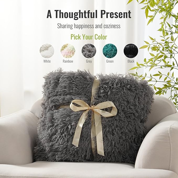 Uttermara Weighted Blanket Queen Size 15 Pounds for Adults, Sherpa Faux Fur Heavy Blanket for Couch Bed, Super Soft Plush Fleece & Cozy Sherpa Reverse, Luxury Long Fur Throw Blankets, 60" x 80", Gray
