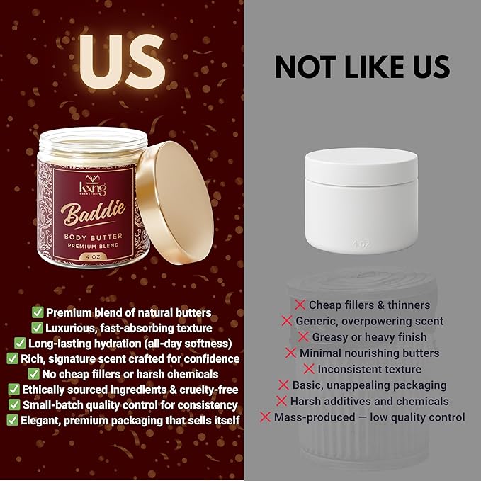 KXNG Luxurious Body Cream, Whipped Shea Butter Moisturizer, Nourishing Hydration for Soft, Glowing Skin, Unisex, Cruelty-Free
