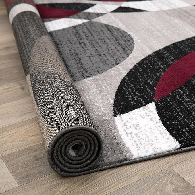 Rugshop Contemporary Abstract Circles Perfect for high Traffic Areas of Your Living Room,Bedroom,Dining Nook,Kitchen Round Rug 6' 6" (6' 6" Diameter) Red